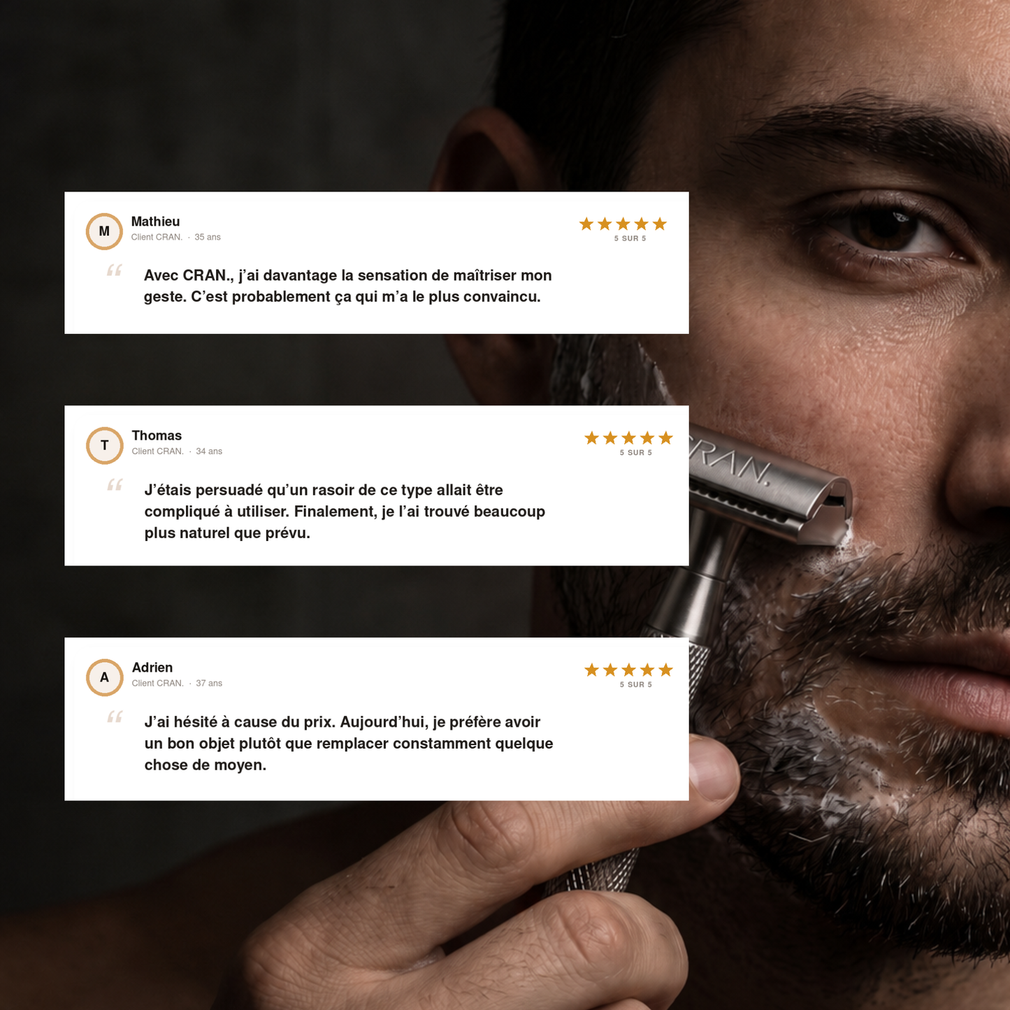 Avis d'utilisateurs de CRAN. devant une scène de rasage