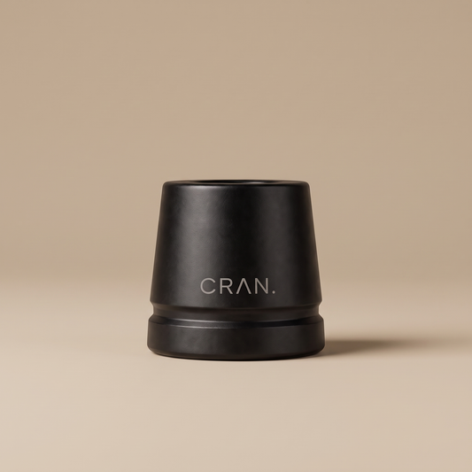 CRAN. stand in Matte Black with the logo engraved on the side